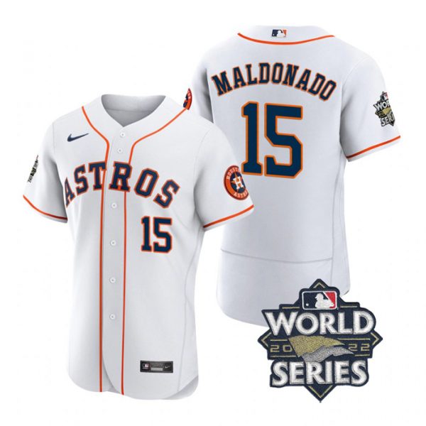 Astros 15 Martin Maldonado White Nike 2022 World Series Flexbase Jersey->houston astros->MLB Jersey